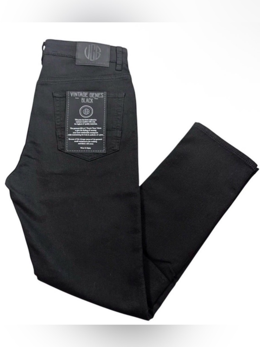 VGB Vintage Genes Black Slim Fit Black French Terry Denim Jeans Mens 30x30 NWT